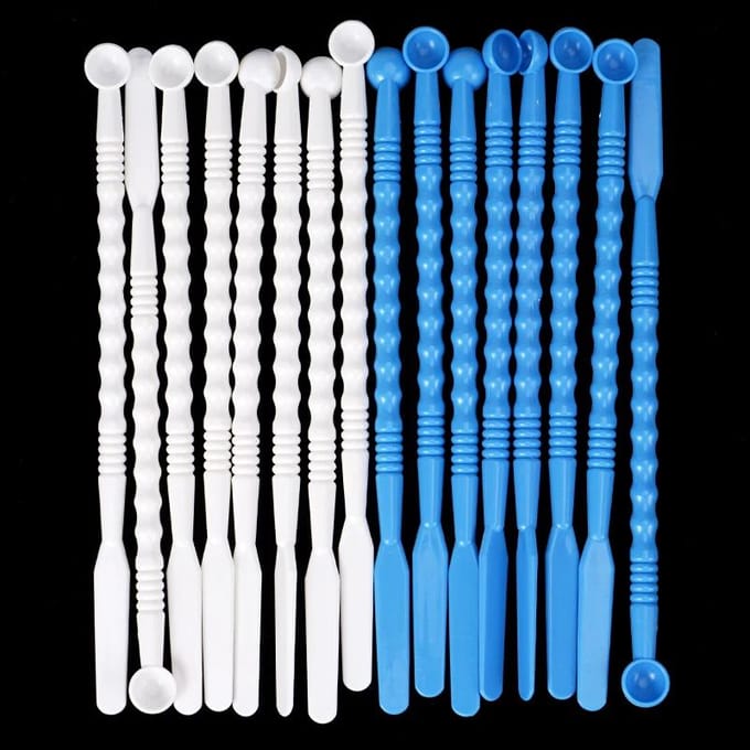 10 stuks Tandheelkundige Mengspatel Dubbelzijdig Plastic Mes voor Alginaat Cement Poeder Gips Gips Mengen blue