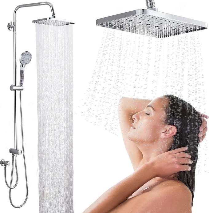 MKSS® Doucheset met Douchestang - Regendouche - Zilver