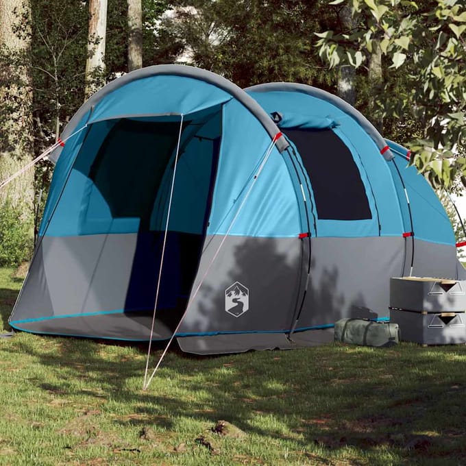 Vidaxl Tente de Camping, Tunnel, 4 Personnes, Bleu, Imperméable