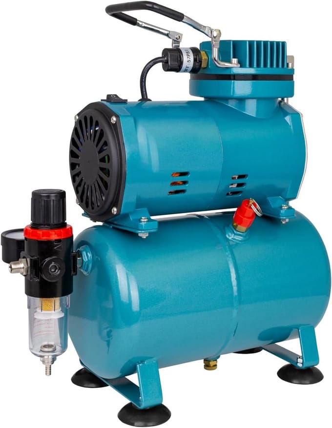 Airbrush Compressor - Luchttank Compressor - Creatief Spuiten - Olievrij Fluisterstil - 3 Liter Tank - Universeel