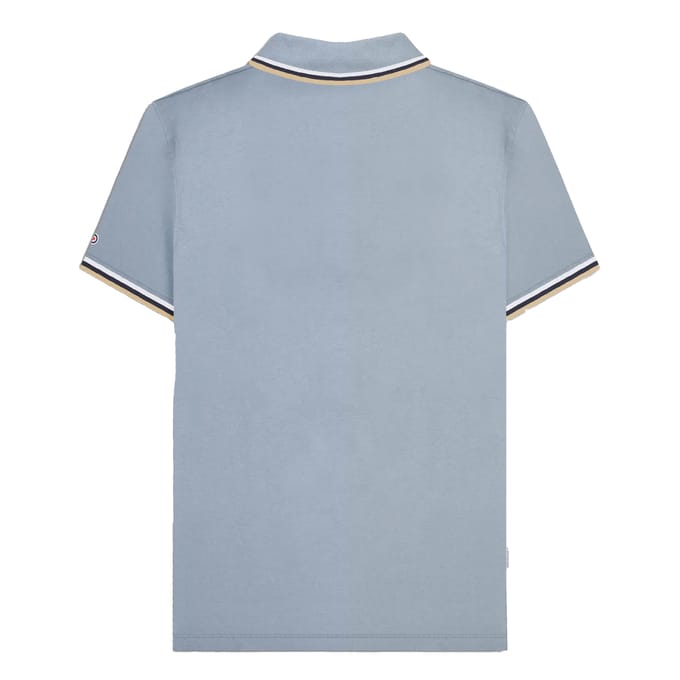 Lambretta Heren SS25 Triple Tipped Groot & Lang Poloshirt (Dusky blauw/wit/navy/crème)