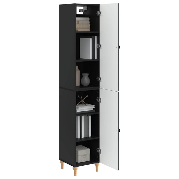 vidaXL - Kast - Set - 2 - st - Zwart - Bewerkt - hout