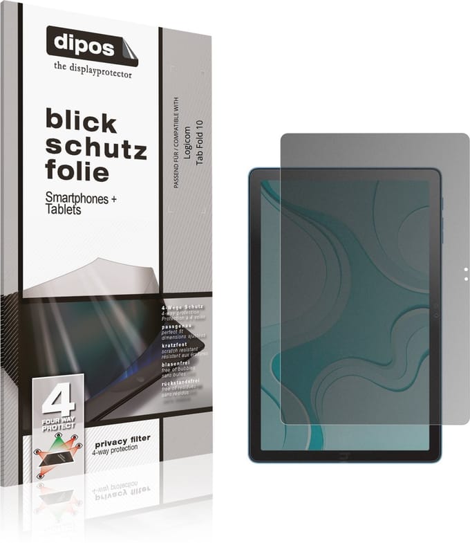 dipos – Matte Privacy Screenprotector geschikt voor Logicom Tab Fold 10 | Anti-Spy Beschermfolie