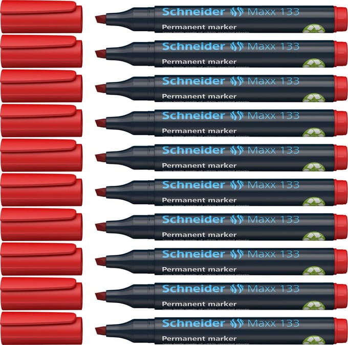 Schneider permanent marker - Maxx 133 - beitelpunt - rood - 10 stuks - S-113302-10