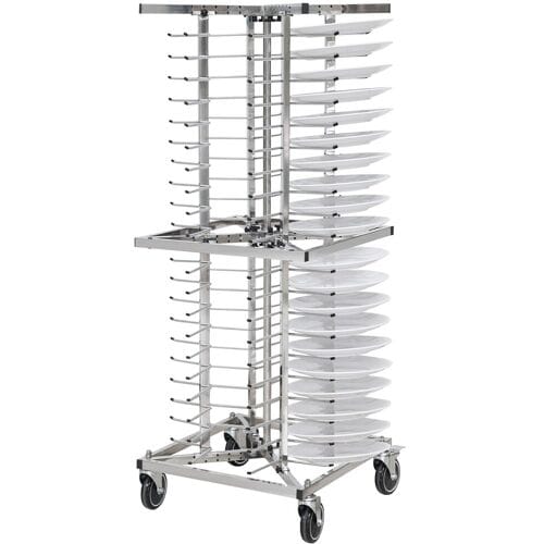GGM Gastro Tellerwagen - Kapazität bis 84 Teller - Ø 23 - 30 cm - Rollbar Zilver