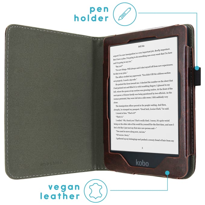 imoshion Vegan Leather Bookcase voor de Kobo Clara HD - Donkerbruin