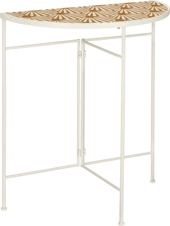 Mica Decorations Odile Wandtafel voor Buiten - L63 x B33 x H71 cm - Metaal - Bruin, Wit