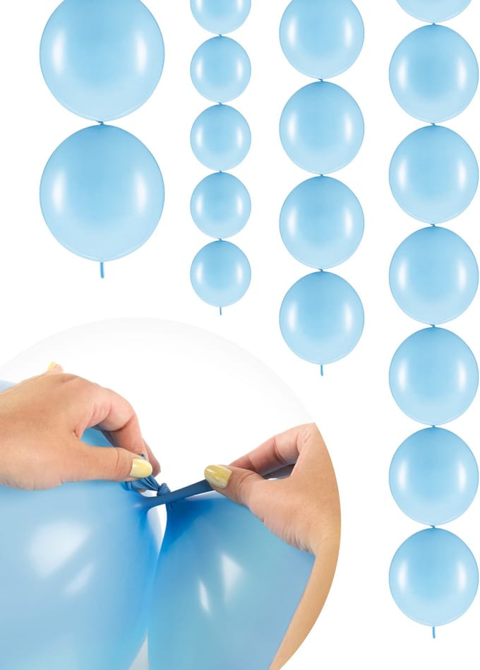 PARTYDECO - 20 Pastelblauwe koppelbare ballonnen 28 cm