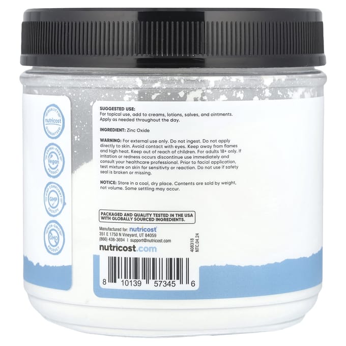 Nutricost, Essentials, poudre d'oxyde de zinc, 500 g (500 g)