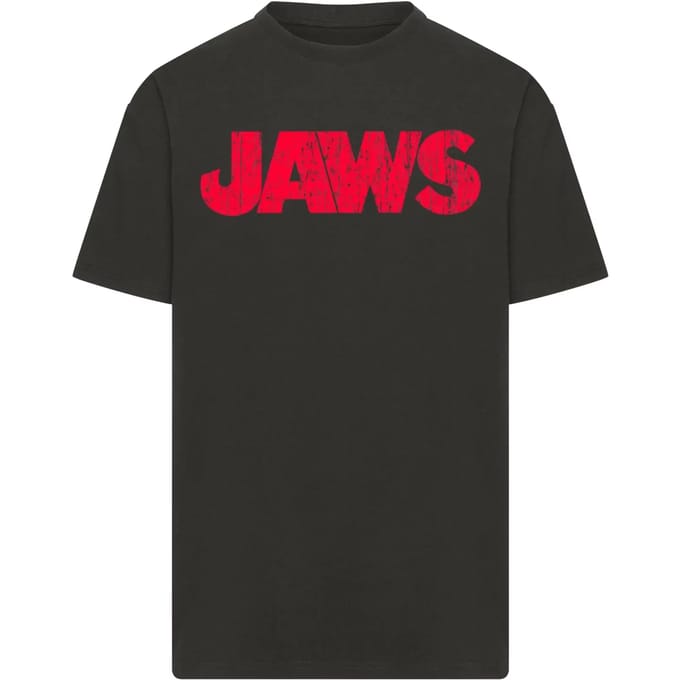Merchcode Jaws - Distressed Logo Oversize Heren Tshirt - XL - Zwart