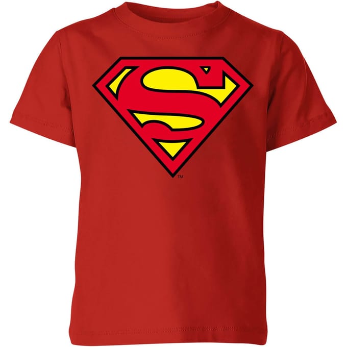 Official Superman Shield Kids' T-Shirt - Red - 134/140 (9-10 jaar)