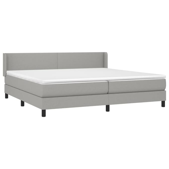 vidaXL - Boxspring - met - matras - stof - lichtgrijs - 200x200 - cm