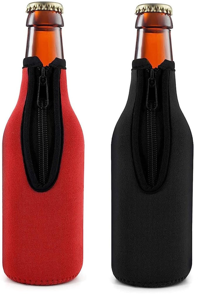 Solidchoice - 2 Stuks Neopreen Ritssluiting voor Koud Bier - Geïsoleerde Bierfles Transporttas
