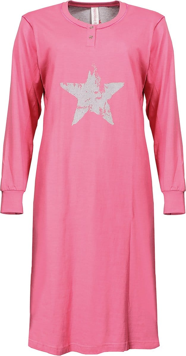 Irresistible Dames Nachthemd - 100% Gekamde Katoen - Roze - Maat M