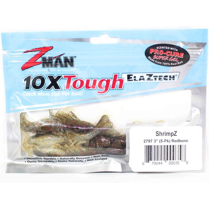 Zman Leurre Souple Shrimpz 3 Pouces 5/Paquet Rouge Os (0358) white