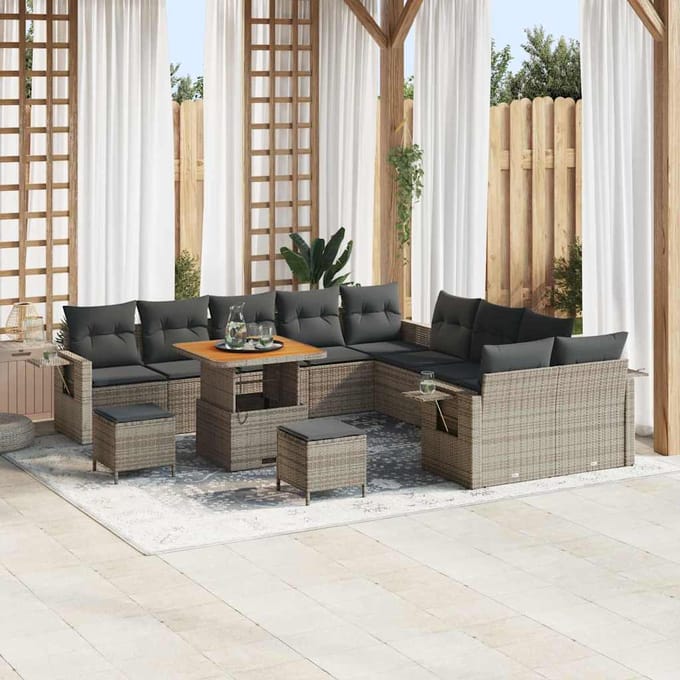 vidaXL - Tuinbank - Set - 13 - st - Grijs - poly - rattan