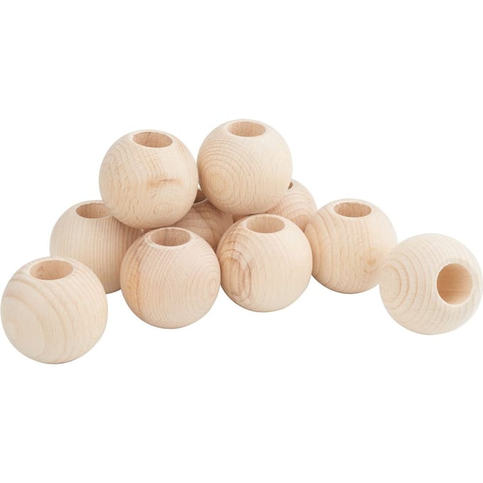VBS Houten ballen met groot gat "Ø 50 mm" - 10 stuks