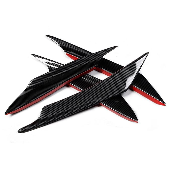 4-delige Set Universele Koolstofvezel Stijl Auto Voorbumper Canards Splitter Vinnen Deflector black