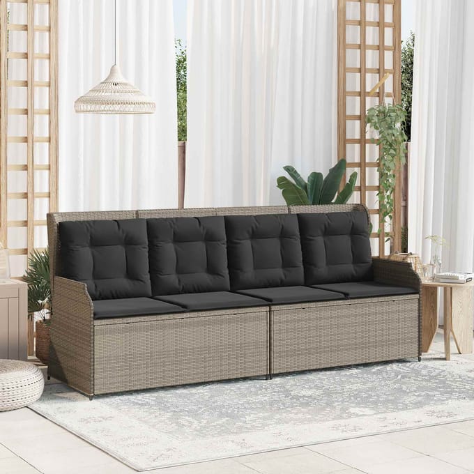 vidaXL Tuinbank Lichtgrijs poly rattan