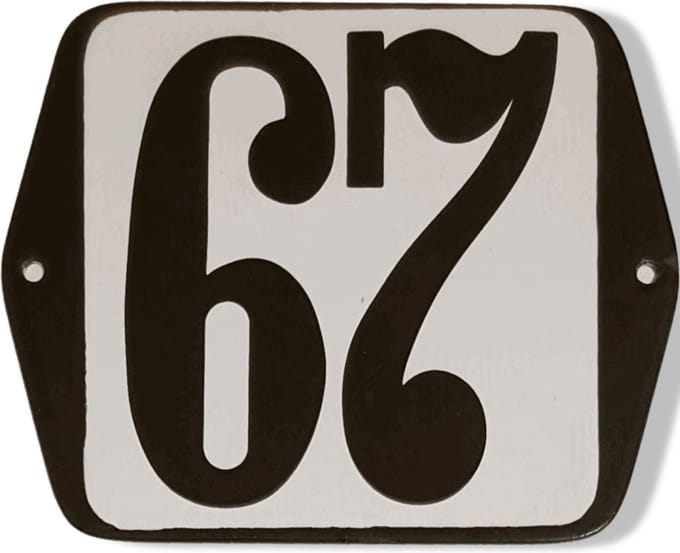 Huisnummer standaard nummer 67