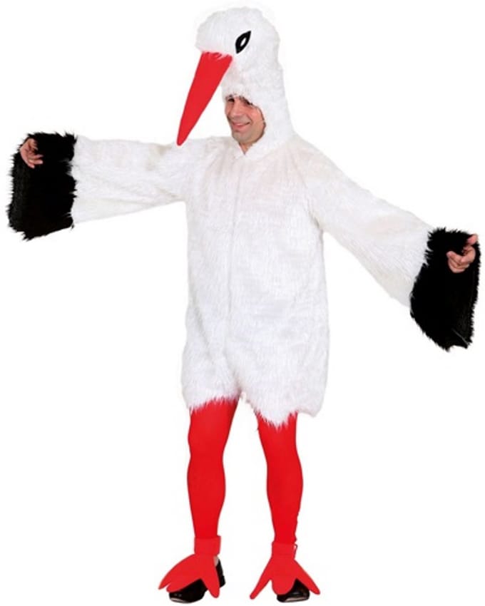 Ooievaar pak jumpsuit en schoenkappen
