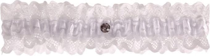 Kousenband grote maat - wit met strass
