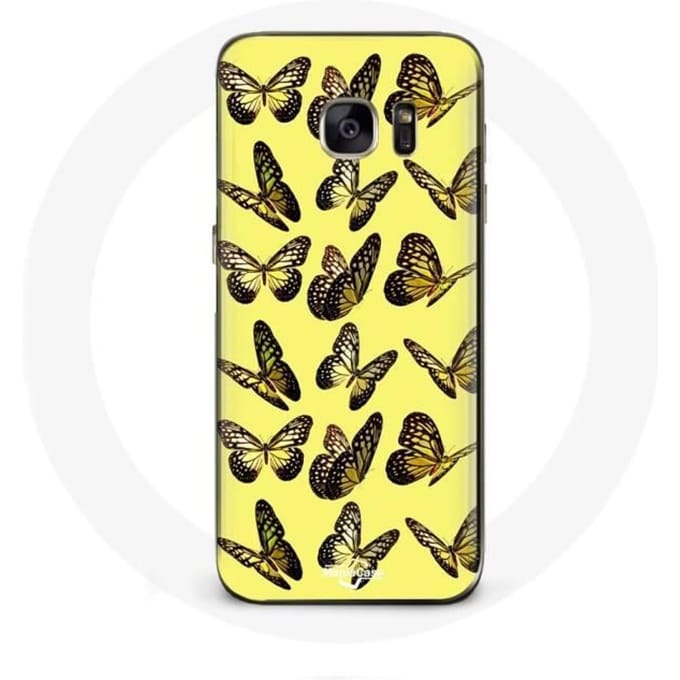 Hoesje - Samsung - Galaxy S7 - Vlinders - Geel - Flexibel geel