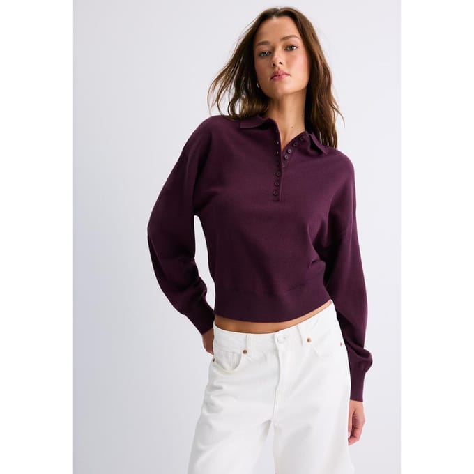 Stradivarius Gebreide trui met polokraag  Donkerpurper M