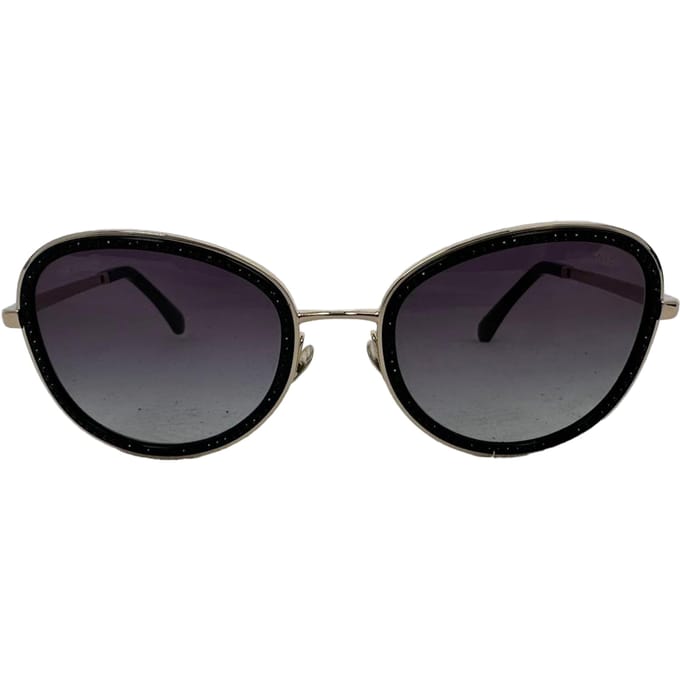 Chanel Gradient Kristal Ronde Bril in Zwart Metaal