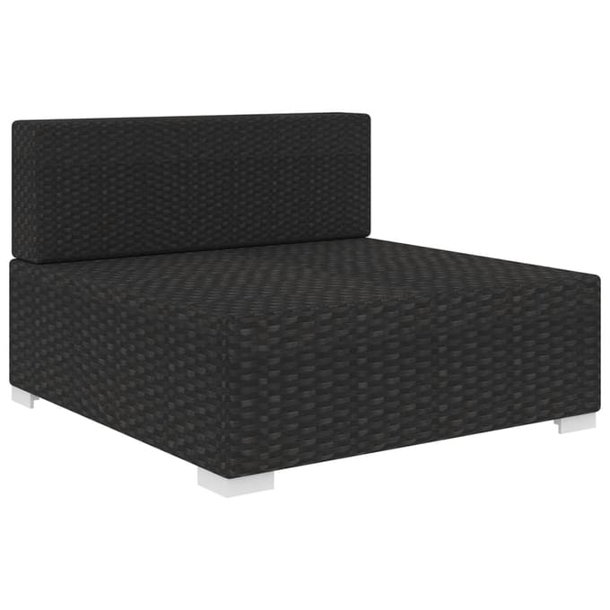 vidaXL - Tuinstoel - met - kussens - middensectie - poly - rattan - zwart