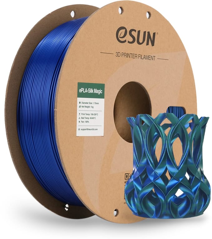 eSun ePLA-Silk-Magic Groen blauw / Green blue 1 kg - 1.75mm - 3D printer filament - Flevo Print