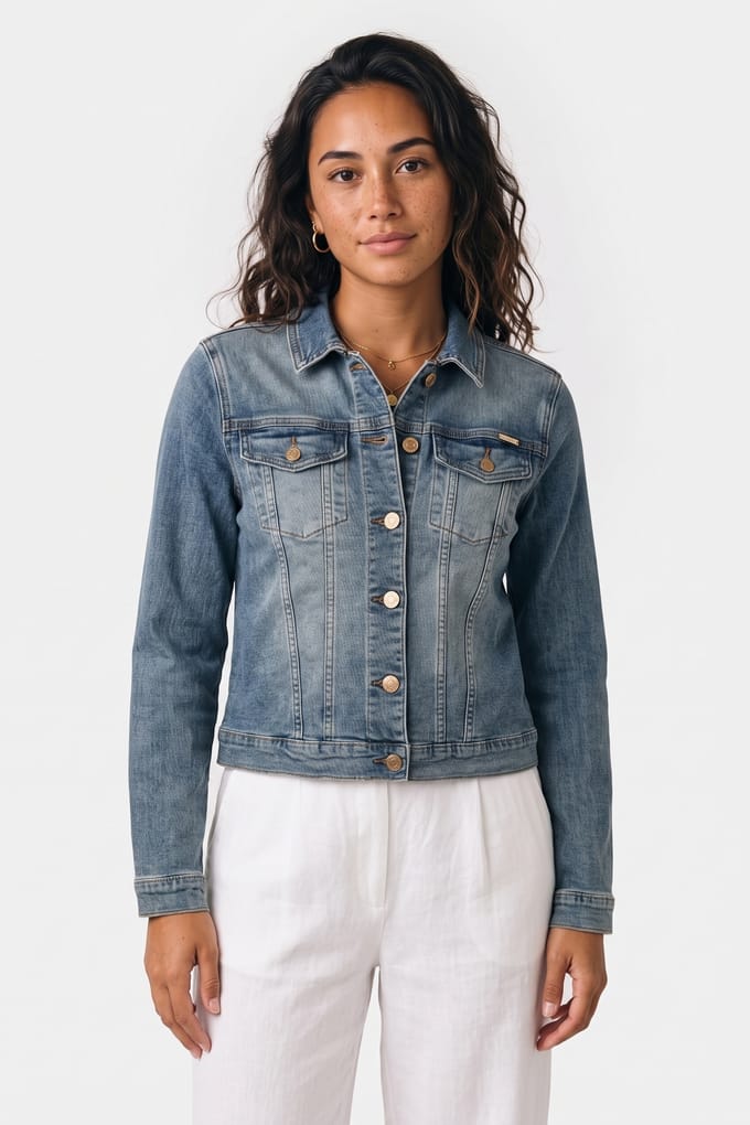 Summum Woman Basic Denim Jacket Twill Stretch Denim Light Denim Größe: 34 | Jeansjacken Outlet | Damen | Blau