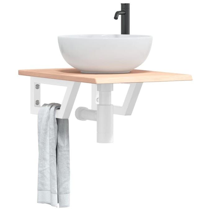 vidaXL - Badkamer - wandschap - staal - en - massief - eikenhout