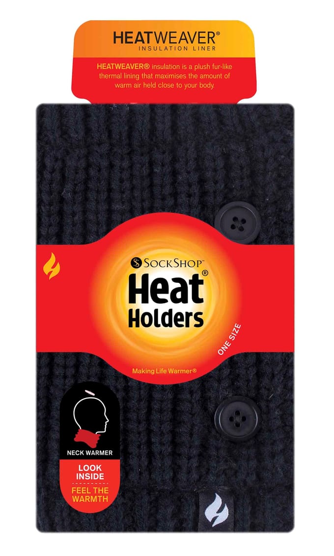 Heat Holders - Thermische halswarmer met knopen voor dames - Zwart