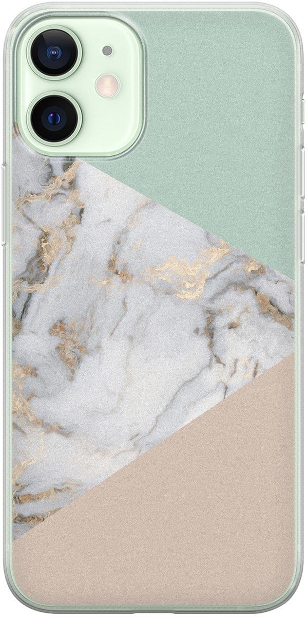 Leuke Telefoonhoesjes - Geschikt voor iPhone 12 Mini - Marmer pastel mix - Soft case - TPU - Multi