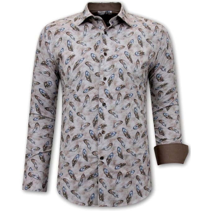 Overhemd Vogel Veer Print Heren - 3111- Bruin