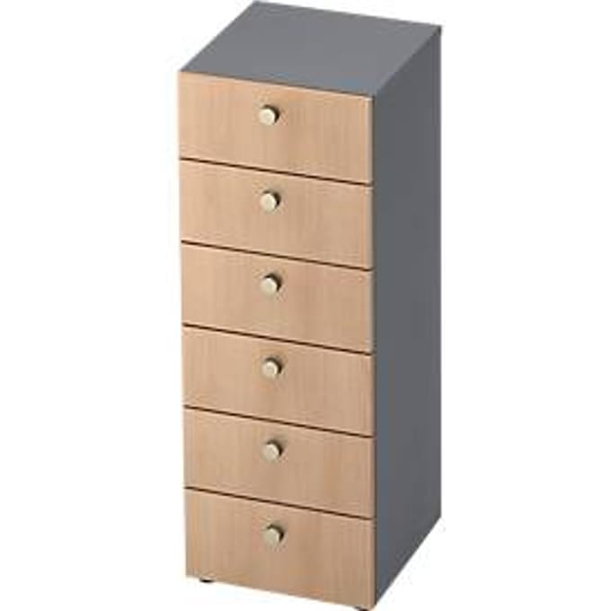 TOPAS LINE ladekast, 3 OH, B 400 mm, grafiet/eiken decor