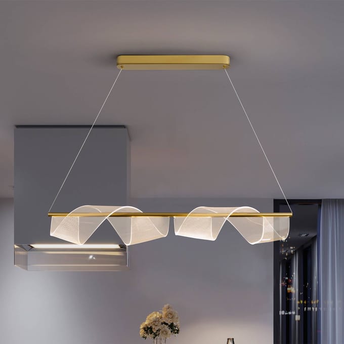 Schuller Valencia LED hanglamp Velas, 1-lamp, lengte 100 cm, goudkleurig, metaal