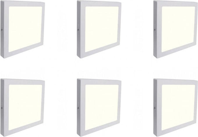 LED Downlight 6 Pack - Opbouw Vierkant 18W - Natuurlijk Wit 4200K - Mat Wit Aluminium - 225mm