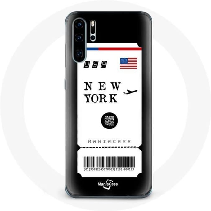 Coque pour Huawei P30 - Billet d'avion New York - Souple - Protection - Mixte
