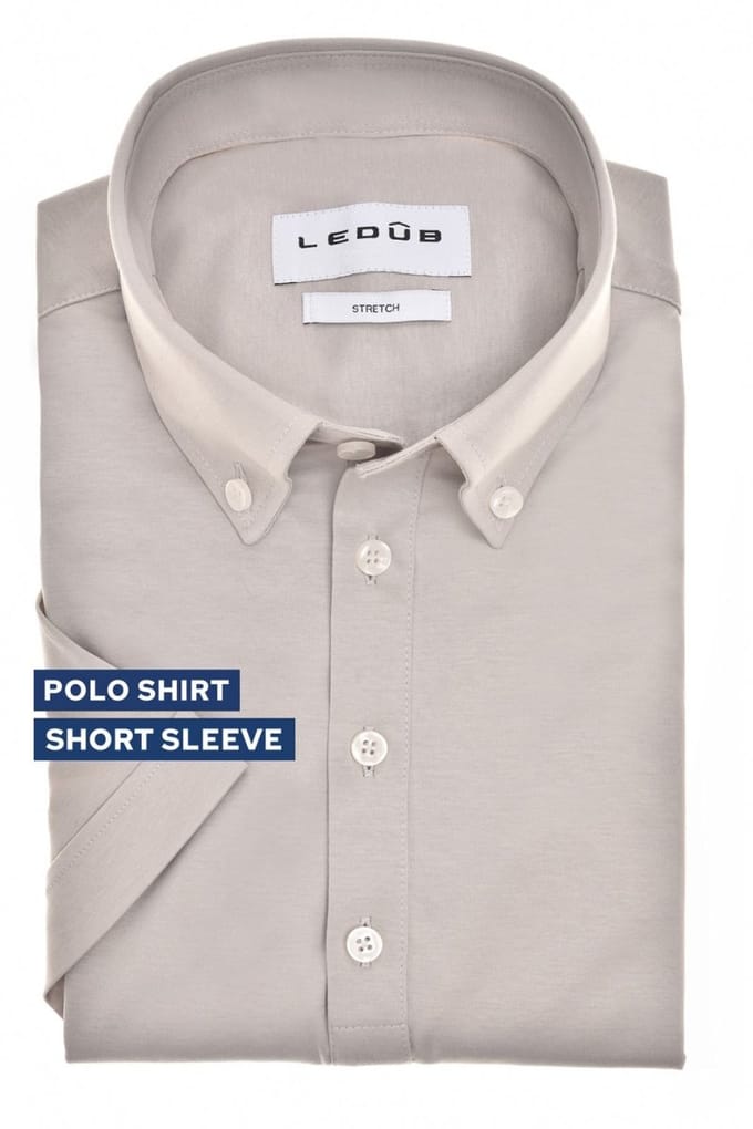 Ledûb slimfit luxury knit polo lichtgrijs