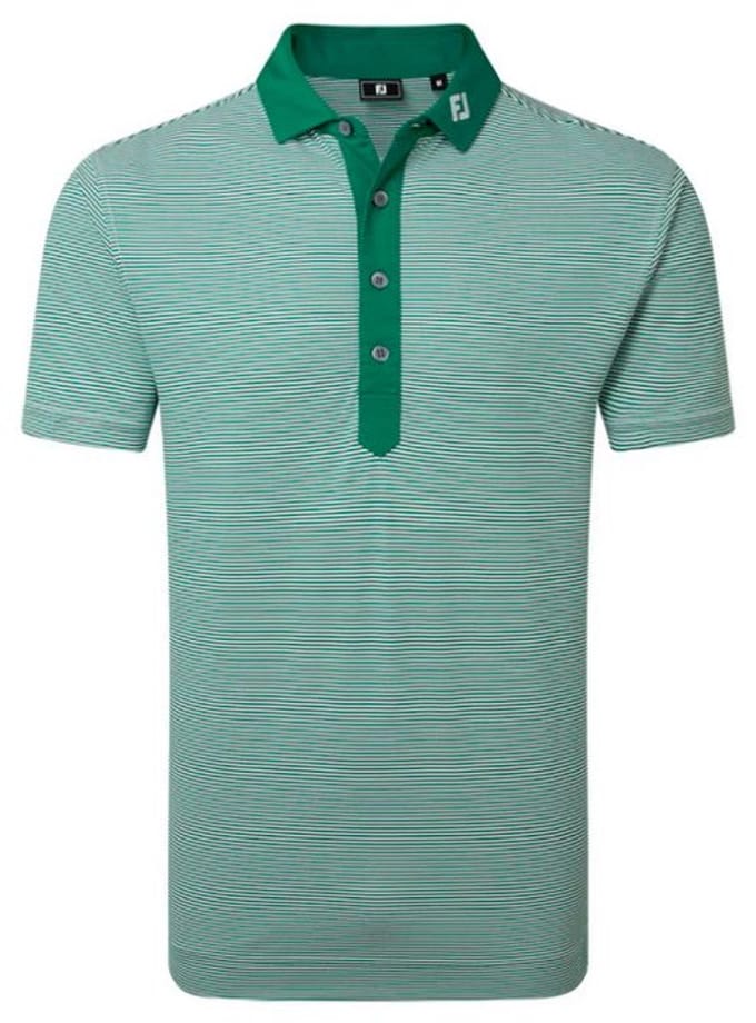 Footjoy Feeder Stripe Pique Heren Poloshirt Groen Wit