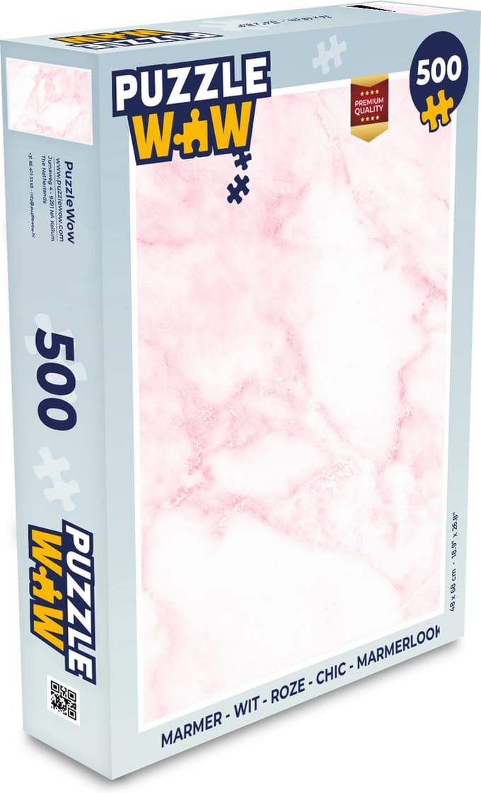 Puzzel Marmer - Wit - Roze - Chic - Marmerlook - Legpuzzel - Puzzel 500 stukjes
