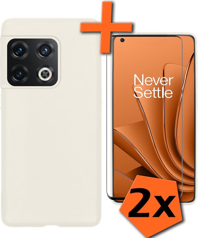 Hoes - Met 2x Screenprotector - Geschikt voor OnePlus 10 Pro - Sterk & Shockproof - Back Cover - Siliconen Case - Telefoon Hoes - Wit