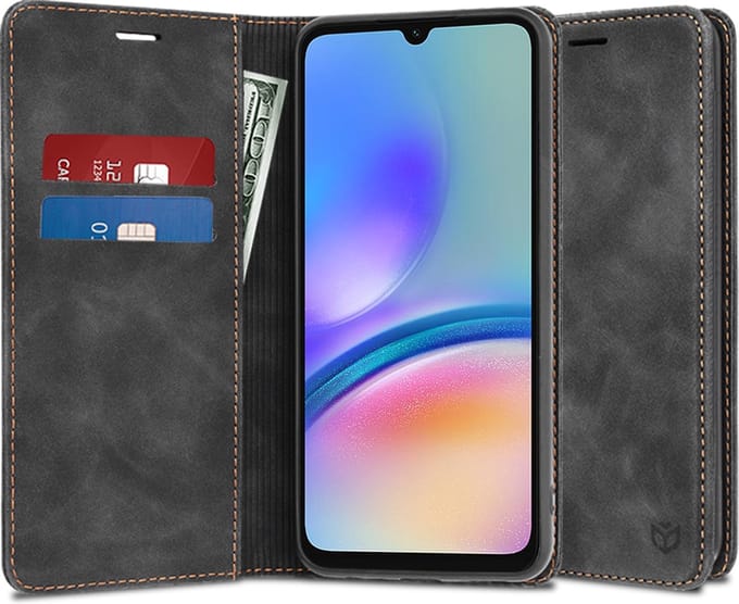 Hoesje geschikt voor Samsung Galaxy A05s - Techsuit Confy Book Wallet Case - Zwart