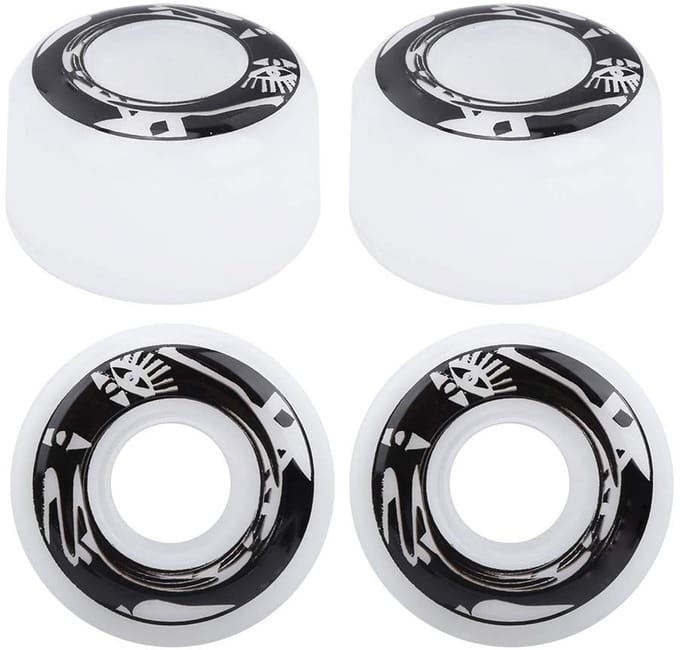 Unyqoos® Set van vier skateboardwielen in wit met patroon voor soepele ritten