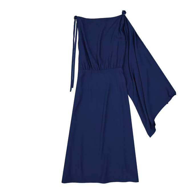 Prada uitlopende midi-jurk met één mouw