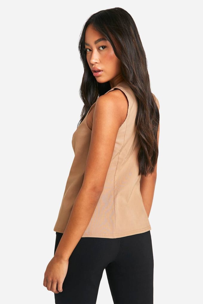 boohoo Veste met knoopsluiting in dezelfde stof | Camel | Maat: 6