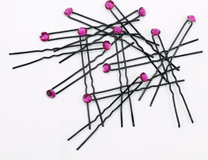 Haarstekers met Swarovski kristal fuchsia