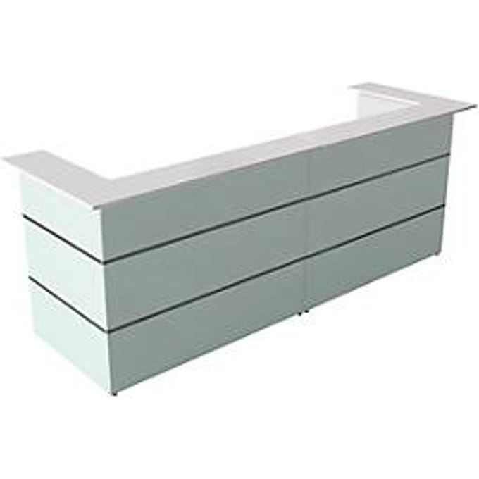 Receptiebalie U-vorm Atlantis, wit, Glazen front en melaminehars-oppervlakken
